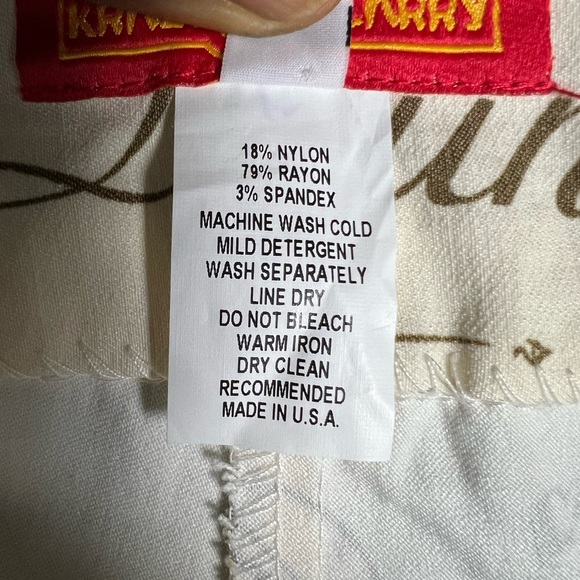 Krazy Larry Beige & BrownCursive Skinny Pants Pull-OnStretch Size 6 - Picture 5 of 12